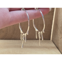 Echt zilveren oorbel stekers/hangers druipend 